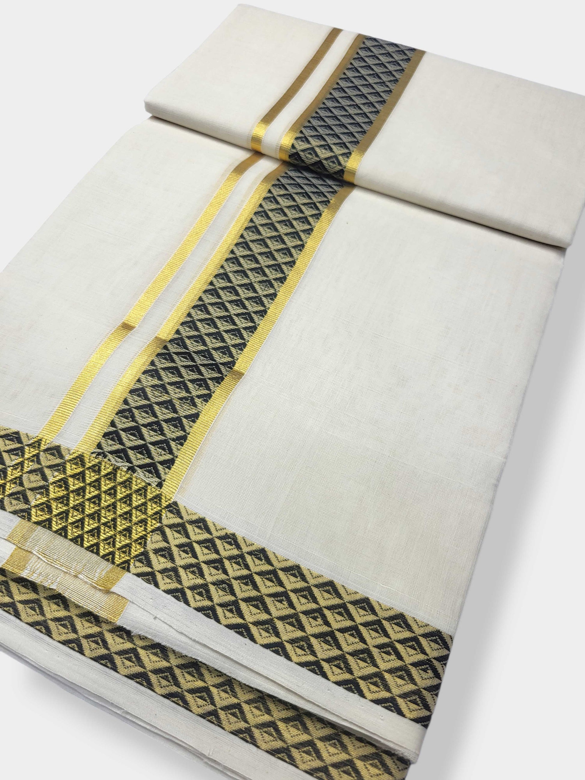 Original Balaramapuram Handloom Kasavu Mundu for Men