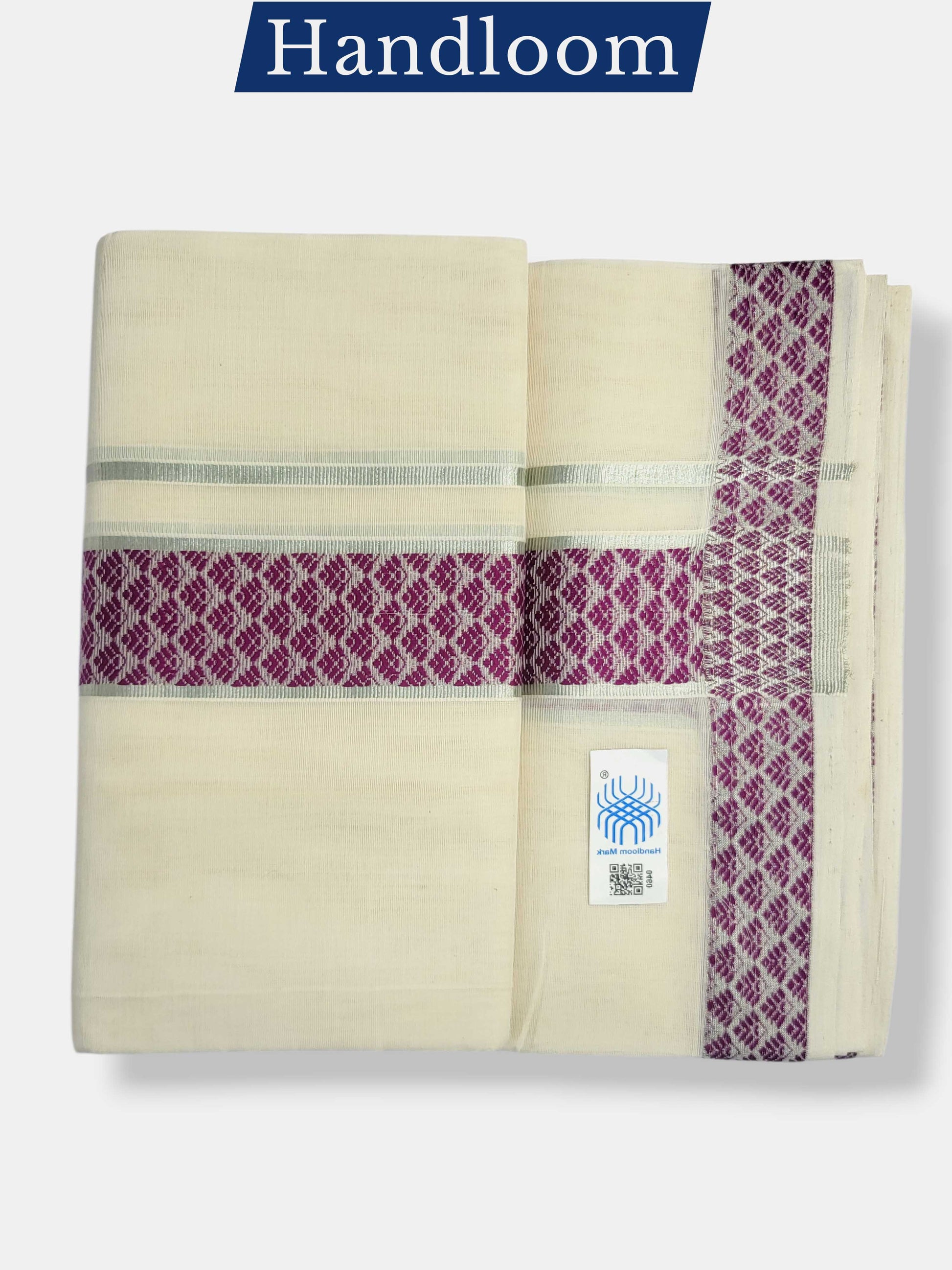 Original Balaramapuram Handloom Kasavu Mundu for Men