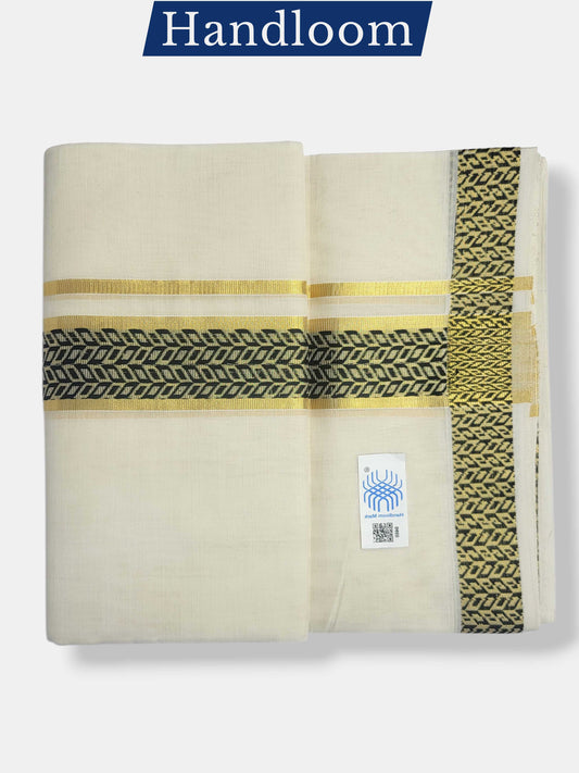 Original Balaramapuram Handloom Kasavu Mundu for Men