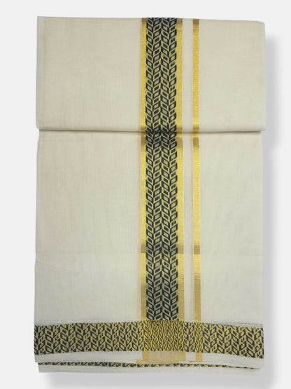 Original Balaramapuram Handloom Kasavu Mundu for Men