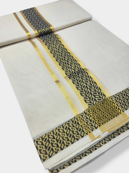 Original Balaramapuram Handloom Kasavu Mundu for Men