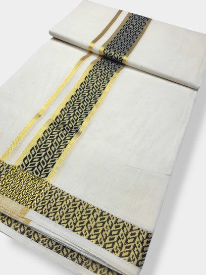 Original Balaramapuram Handloom Kasavu Mundu for Men