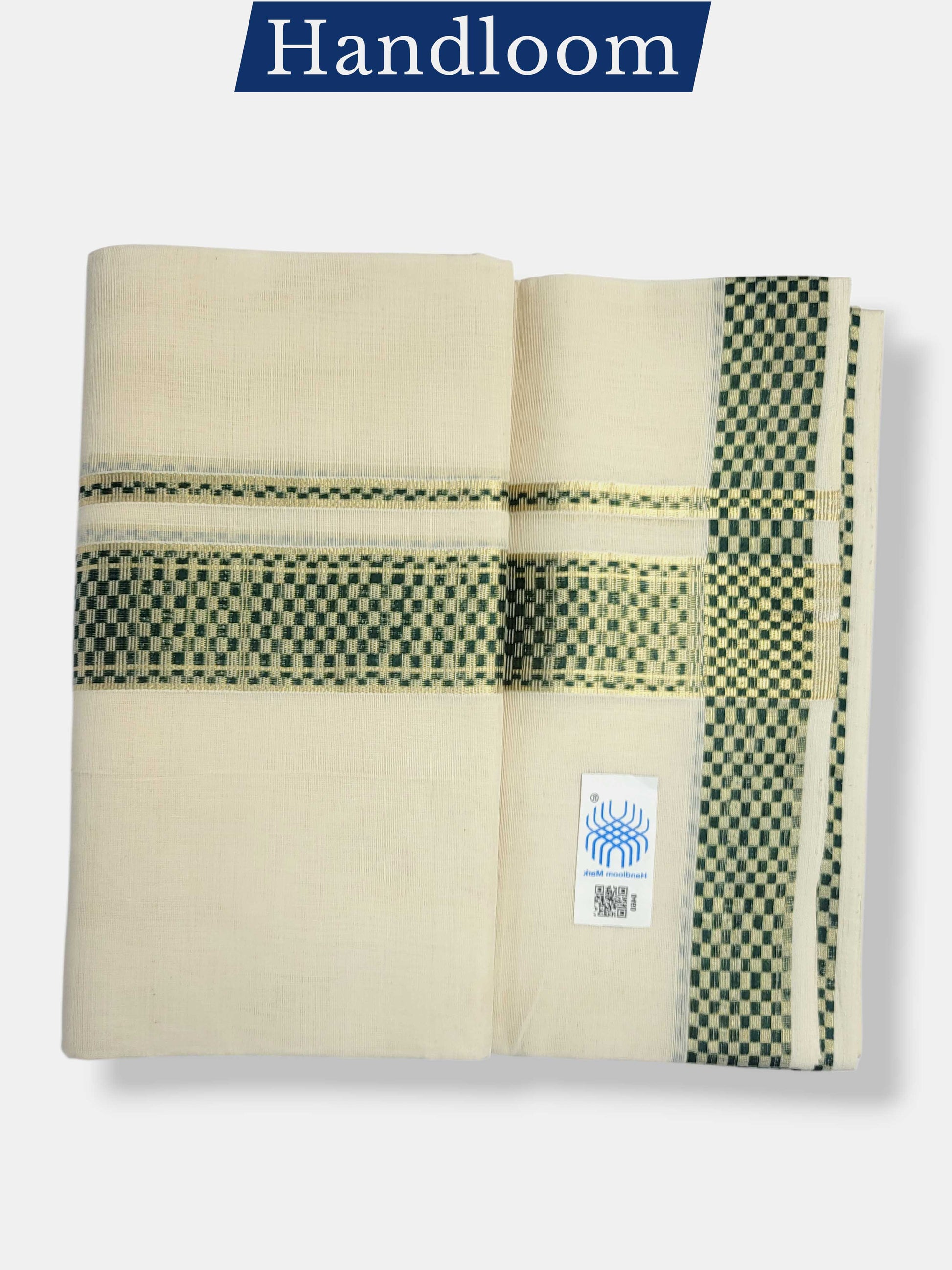 Original Balaramapuram Handloom Kasavu Mundu for Men