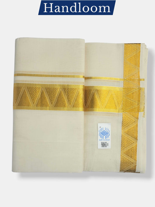 Original Balaramapuram Handloom Kasavu Mundu for Men