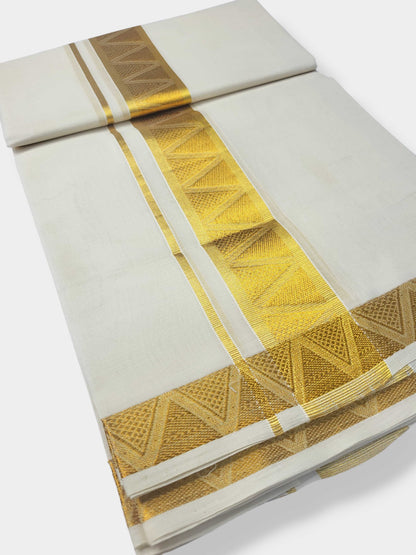 Original Balaramapuram Handloom Kasavu Mundu for Men
