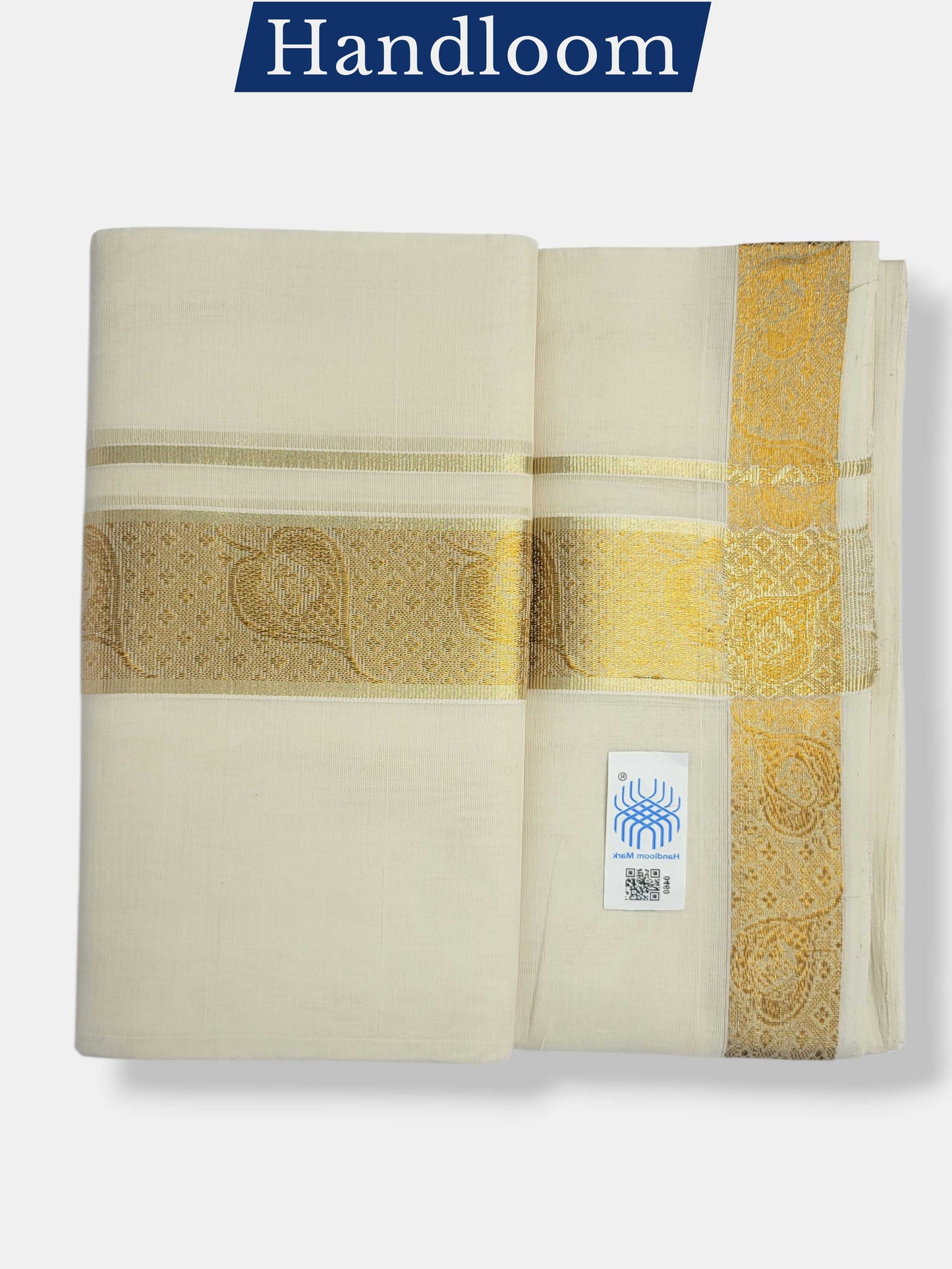 Original Balaramapuram Handloom Kasavu Mundu for Men