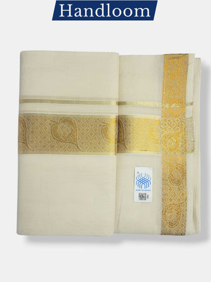 Original Balaramapuram Handloom Kasavu Mundu for Men