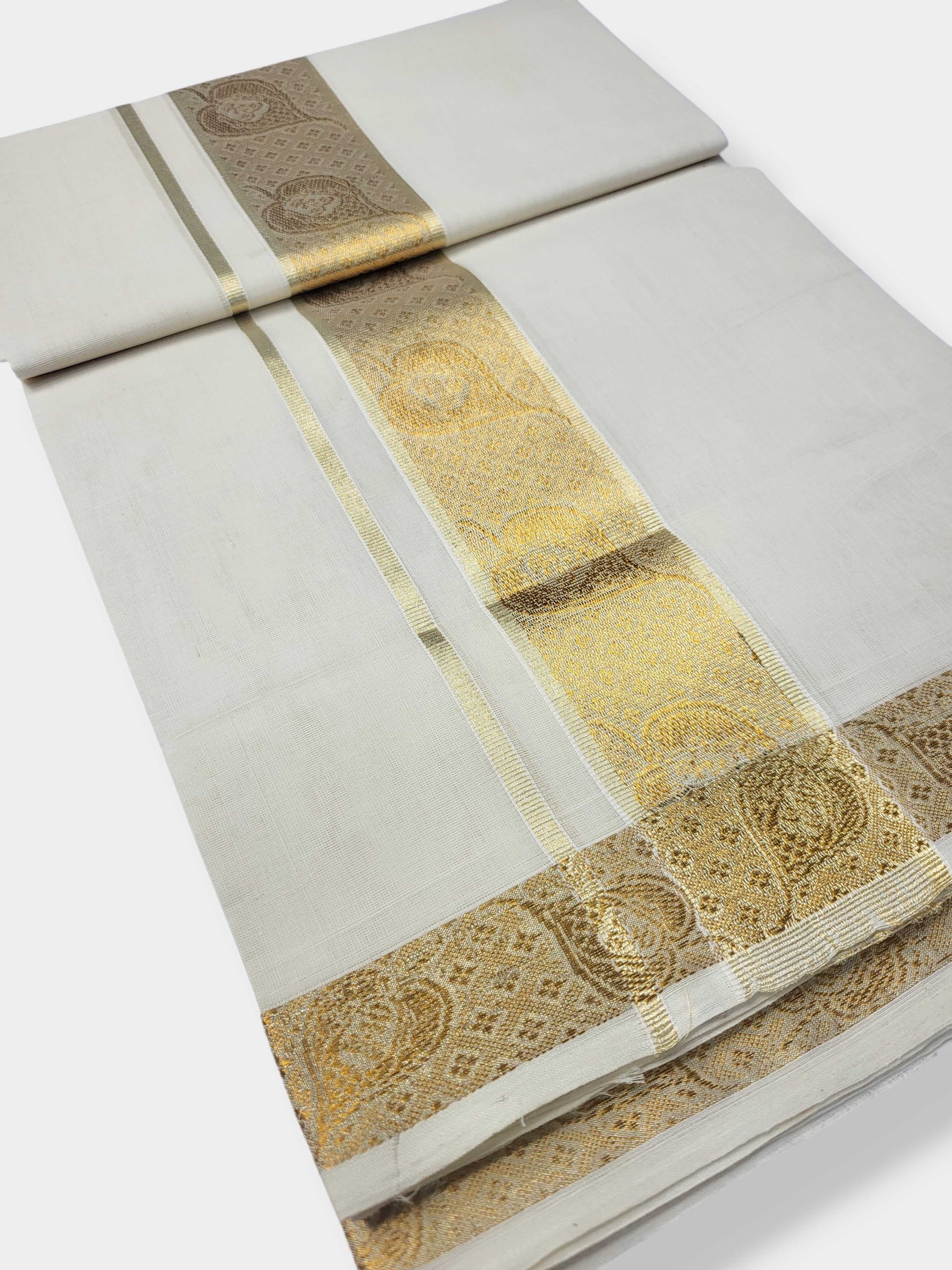 Original Balaramapuram Handloom Kasavu Mundu for Men