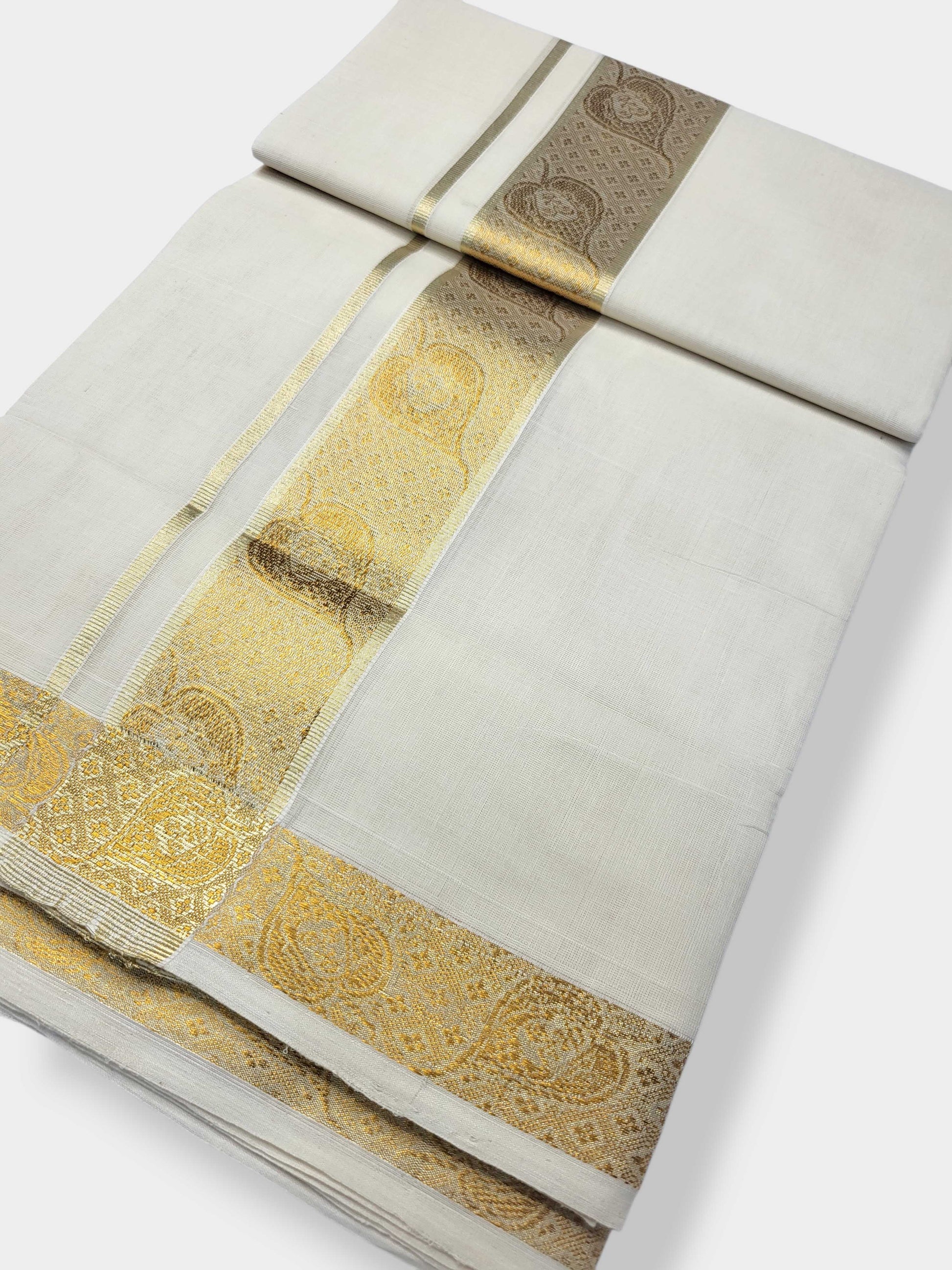 Original Balaramapuram Handloom Kasavu Mundu for Men