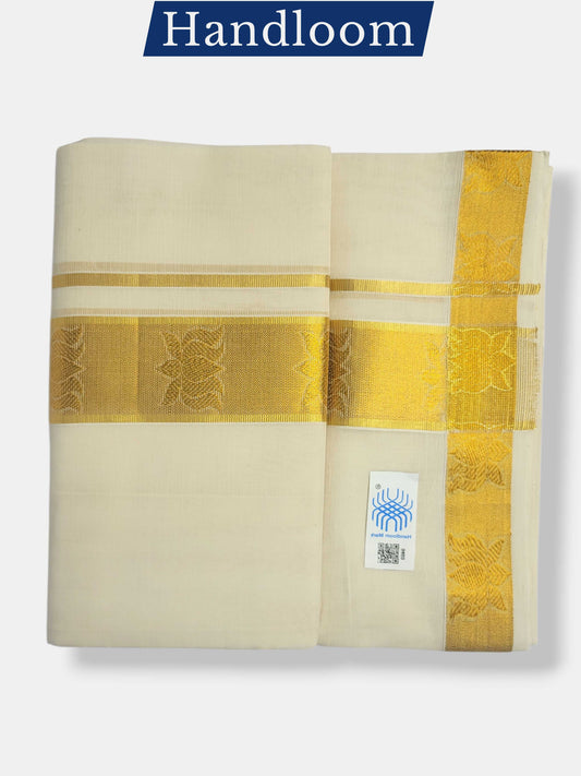 Original Balaramapuram Handloom Kasavu Mundu for Men
