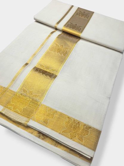 Original Balaramapuram Handloom Kasavu Mundu for Men