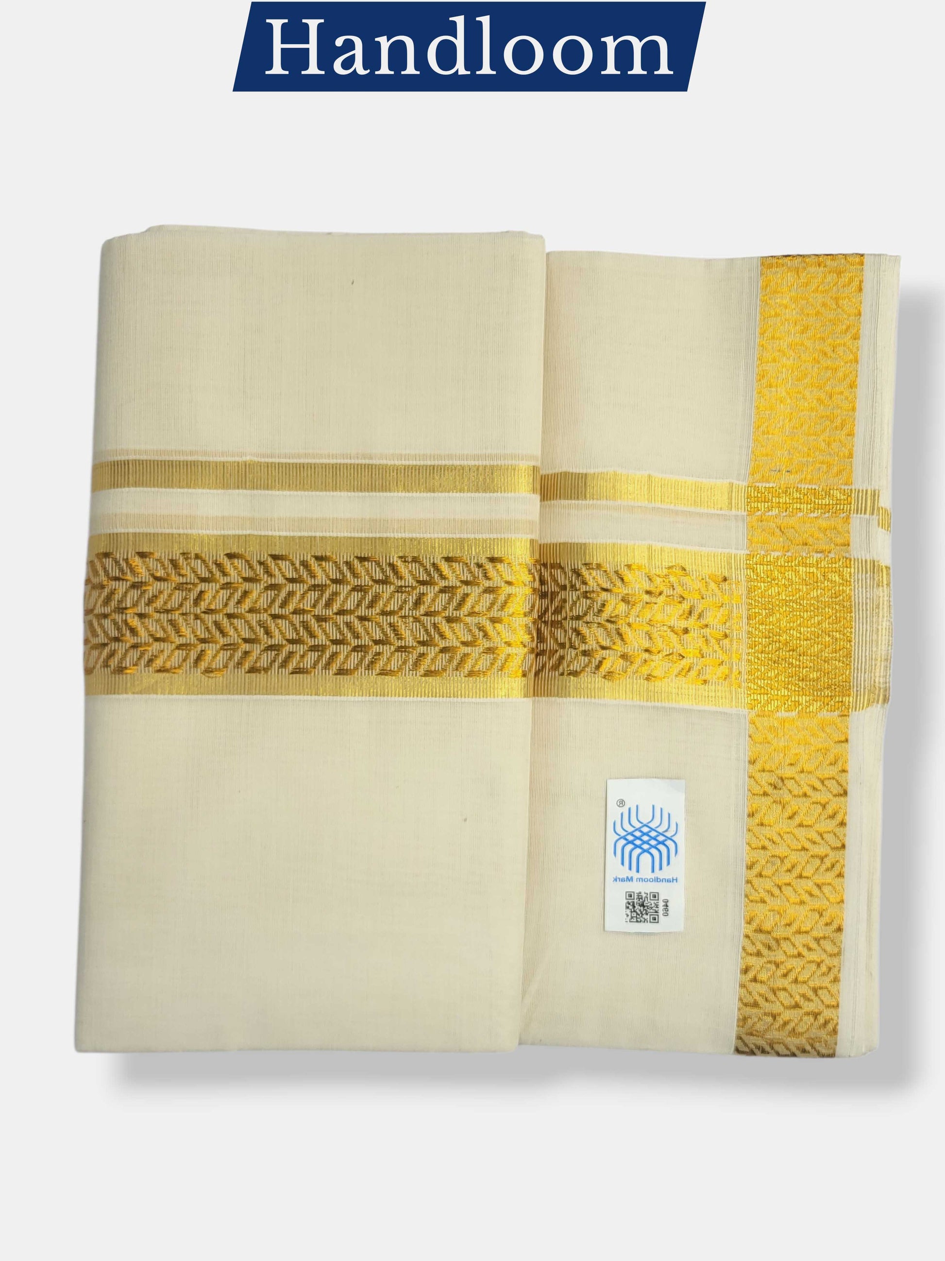 Original Balaramapuram Handloom Kasavu Mundu for Men
