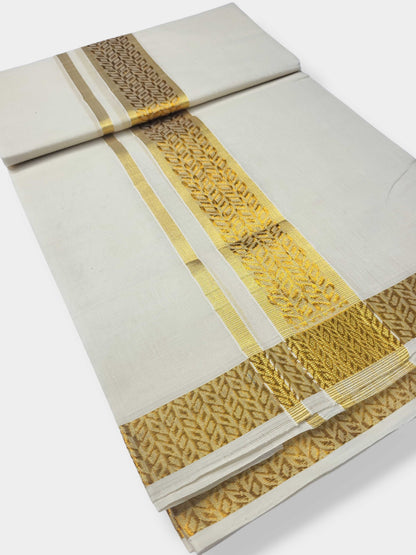 Original Balaramapuram Handloom Kasavu Mundu for Men