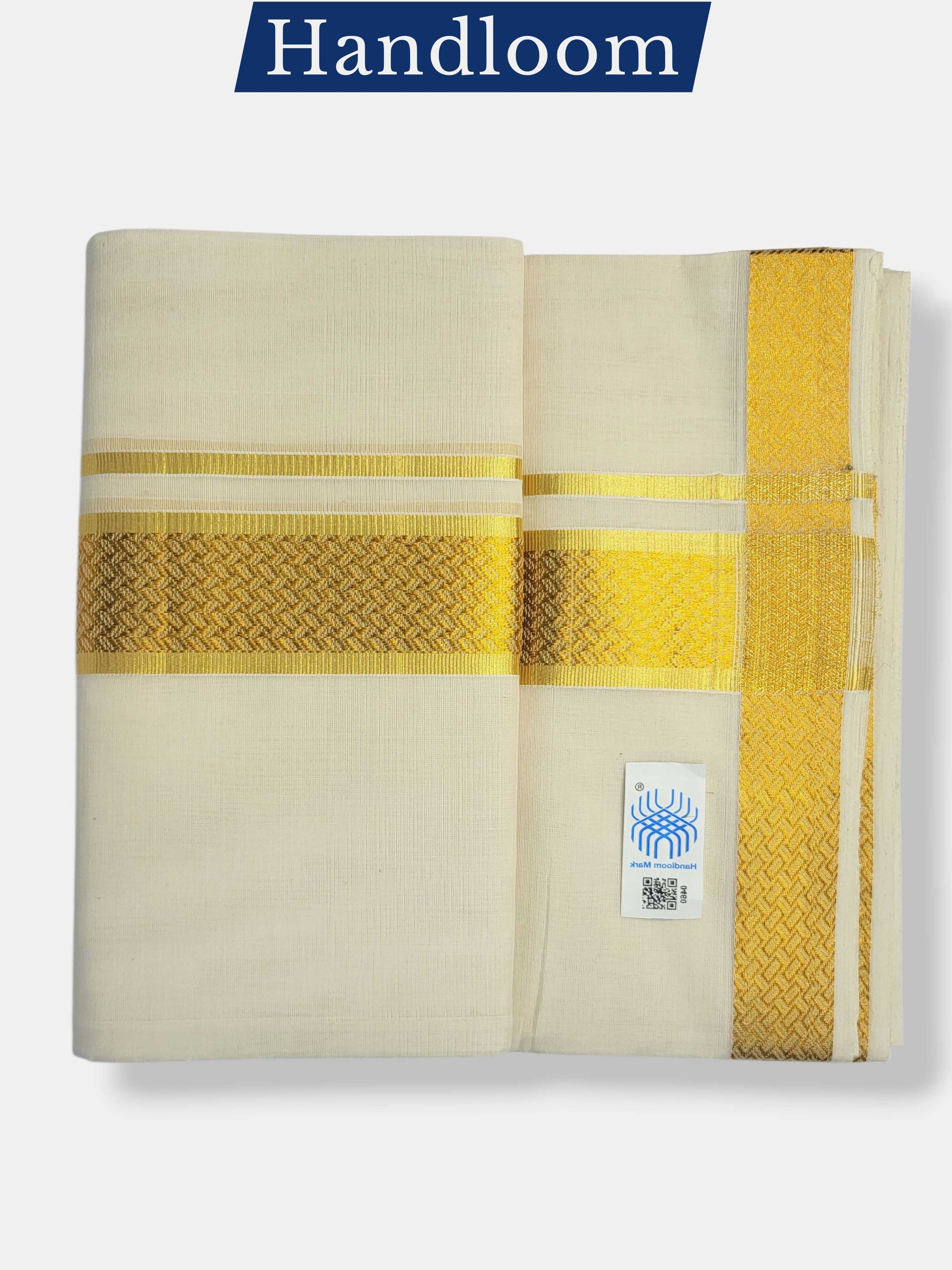 Original Balaramapuram Handloom Kasavu Mundu for Men