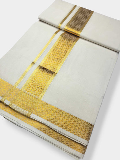 Original Balaramapuram Handloom Kasavu Mundu for Men