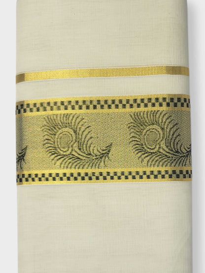 Original Balaramapuram Handloom Kasavu Mundu for Men
