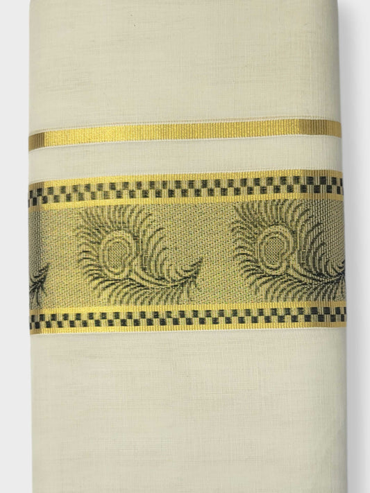 Original Balaramapuram Handloom Kasavu Mundu for Men
