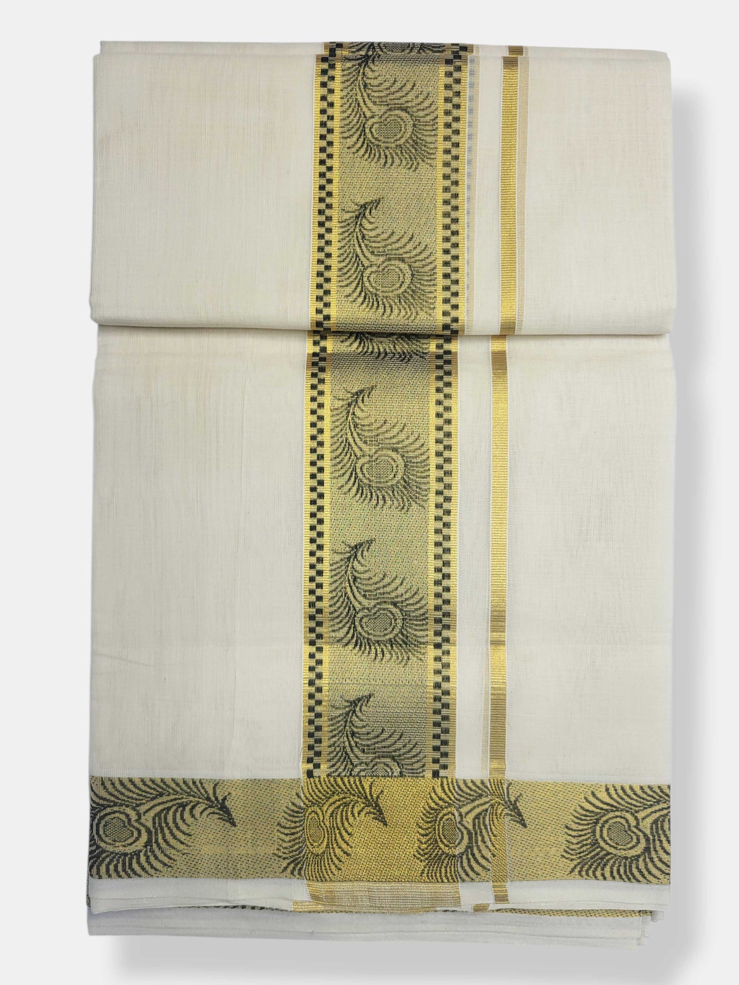 Original Balaramapuram Handloom Kasavu Mundu for Men