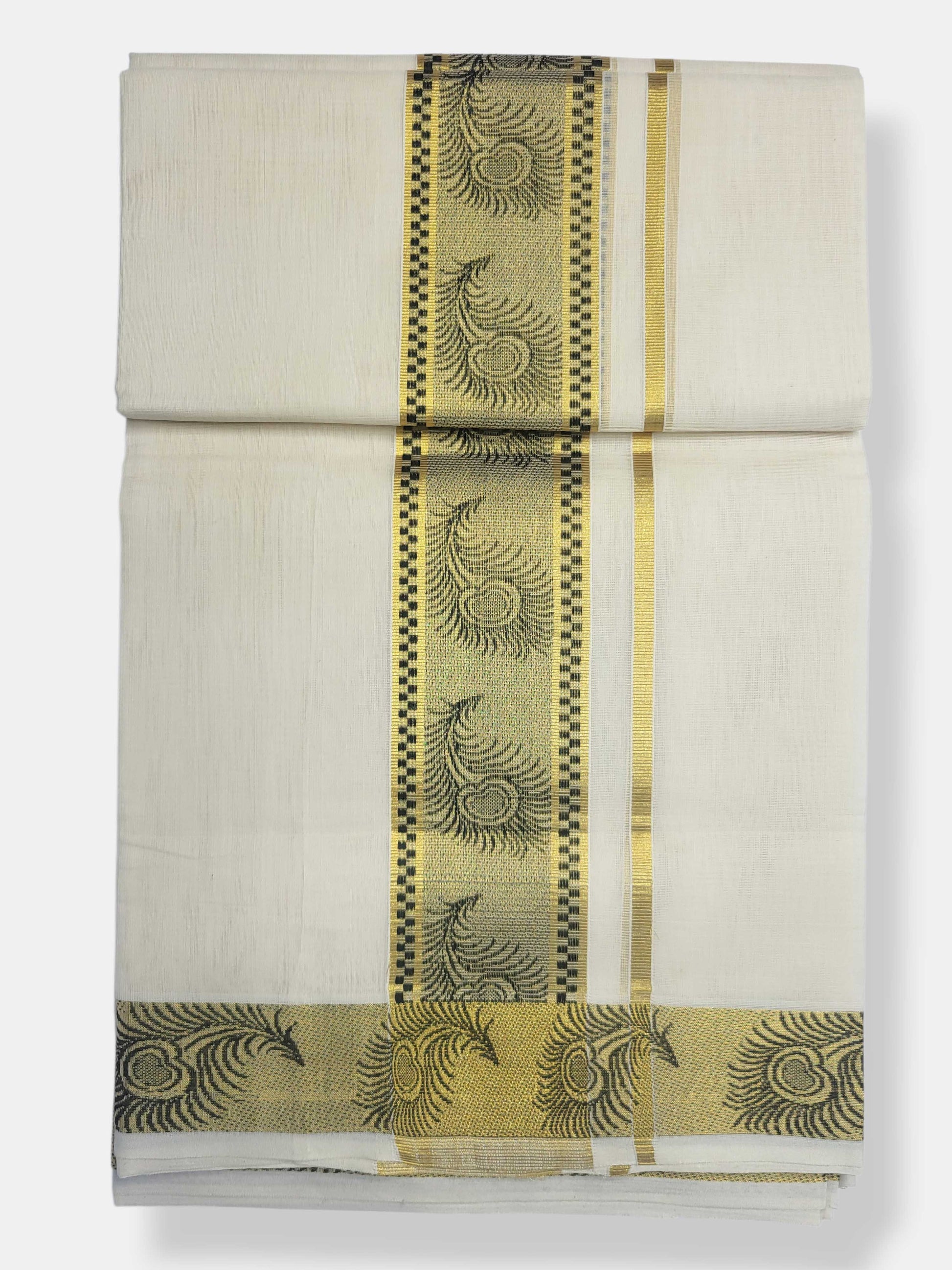 Original Balaramapuram Handloom Kasavu Mundu for Men