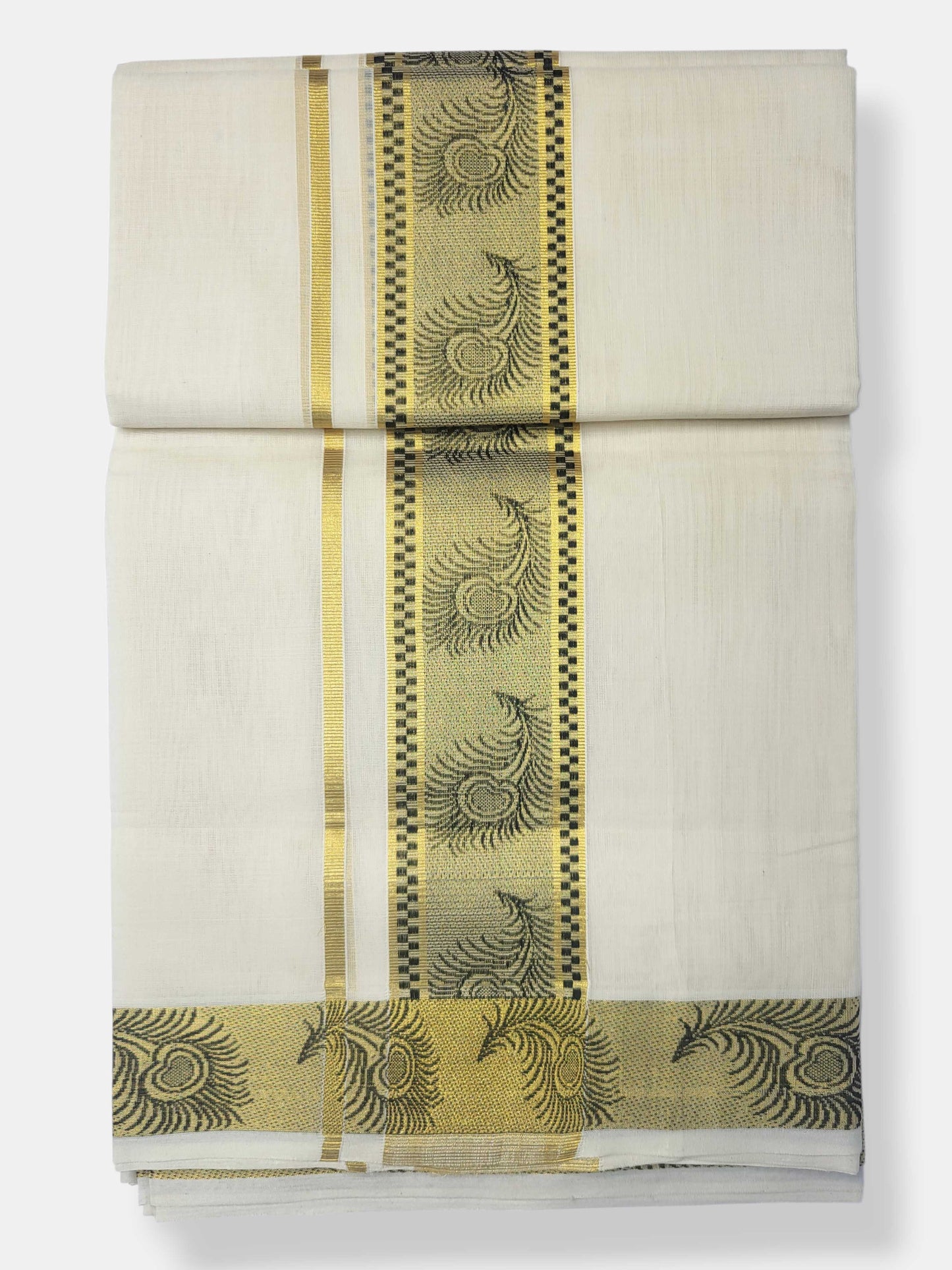 Original Balaramapuram Handloom Kasavu Mundu for Men