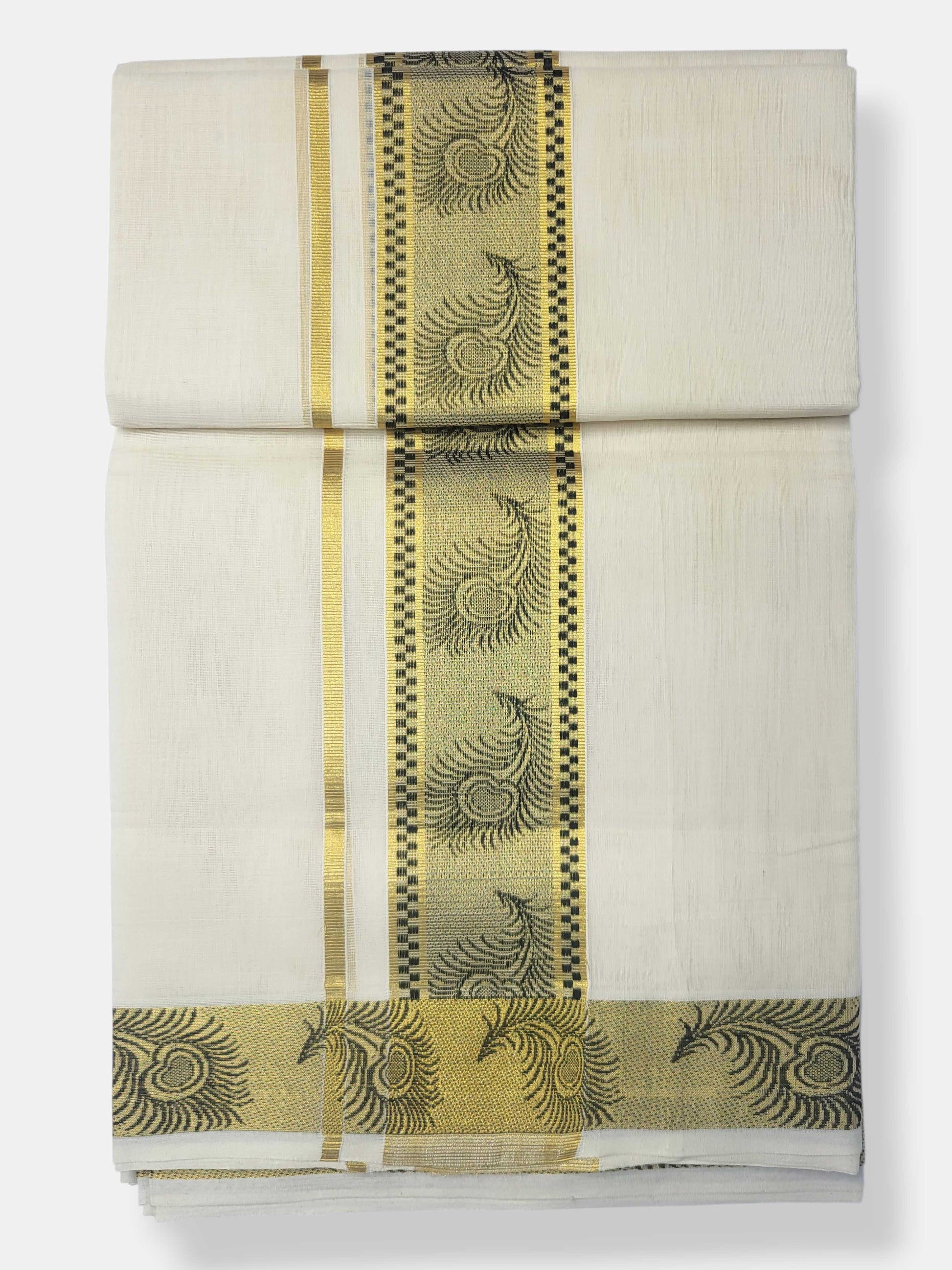 Original Balaramapuram Handloom Kasavu Mundu for Men