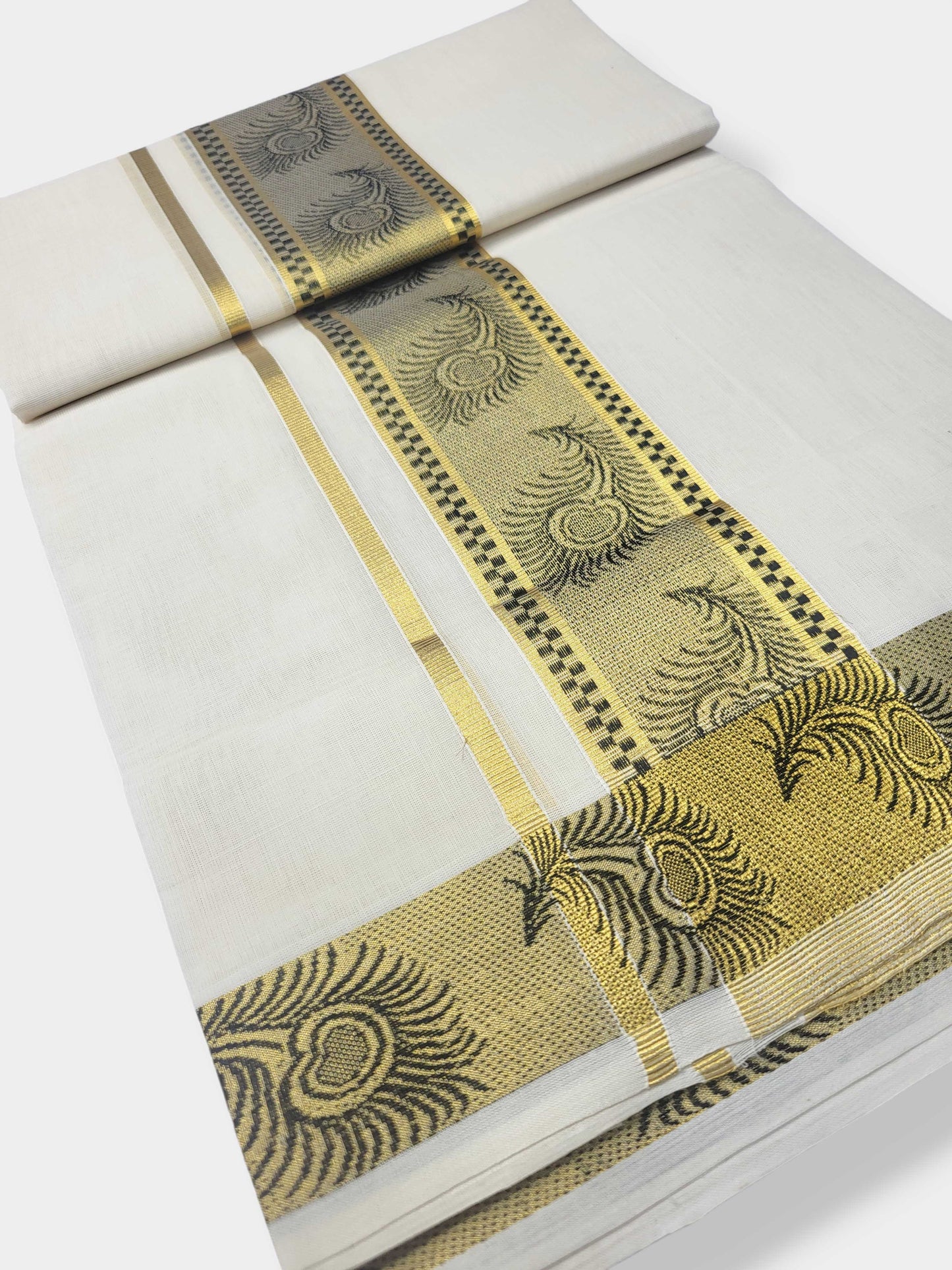 Original Balaramapuram Handloom Kasavu Mundu for Men