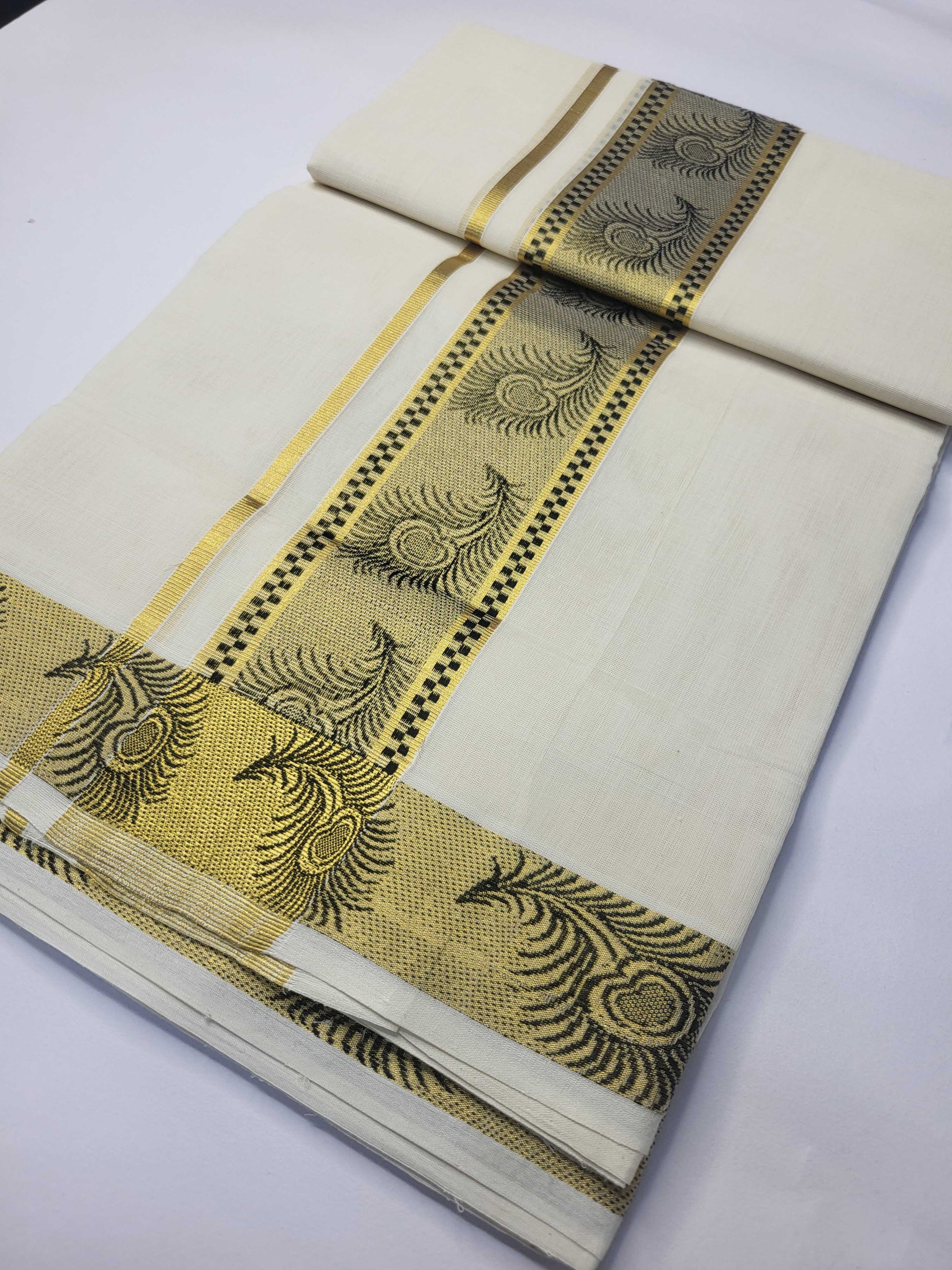 Original Balaramapuram Handloom Kasavu Mundu for Men