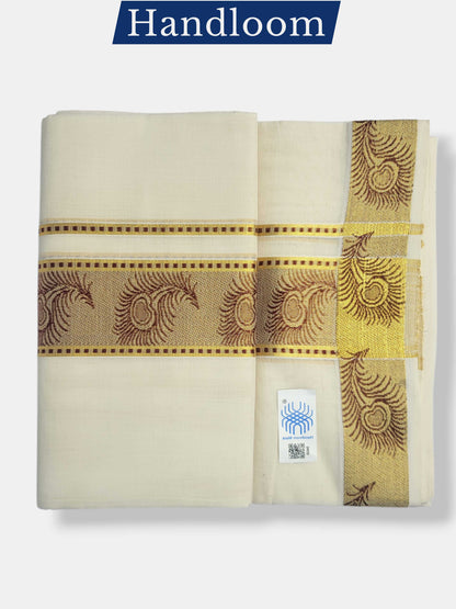 Original Balaramapuram Handloom Kasavu Mundu for Men