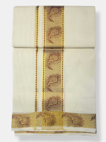 Original Balaramapuram Handloom Kasavu Mundu for Men