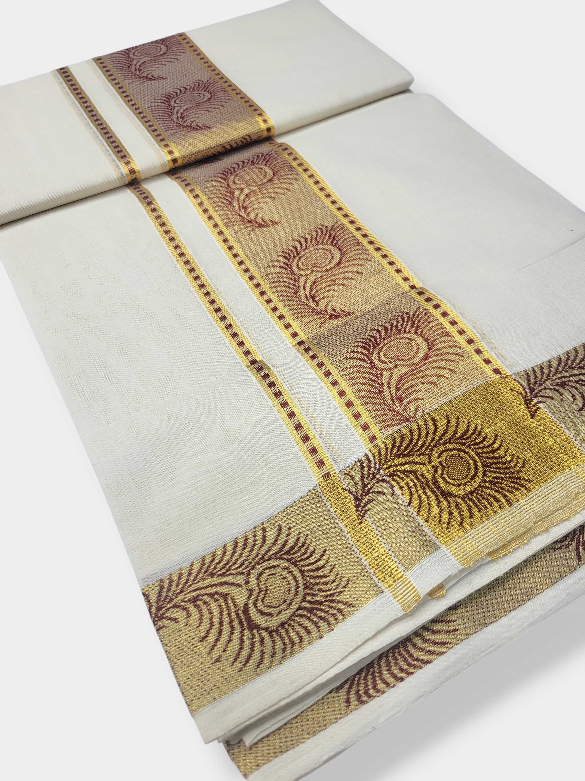 Original Balaramapuram Handloom Kasavu Mundu for Men