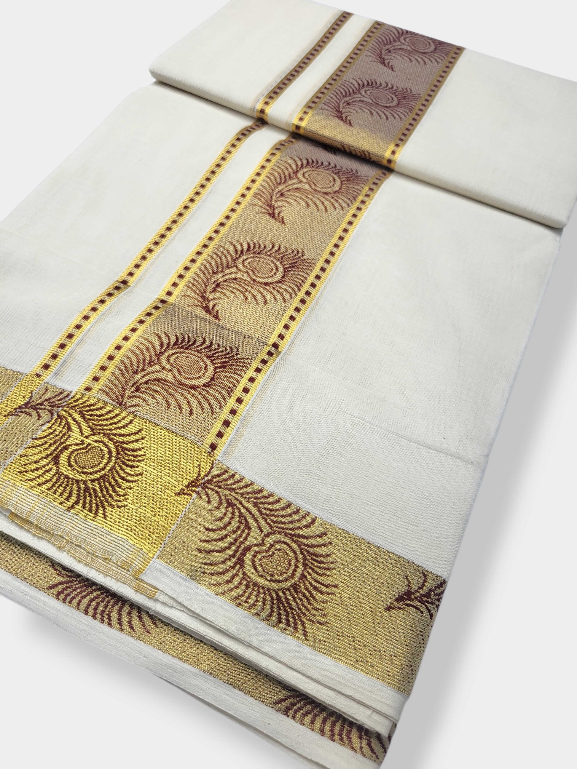 Original Balaramapuram Handloom Kasavu Mundu for Men