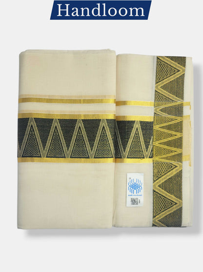 Original Balaramapuram Handloom Kasavu Mundu for Men