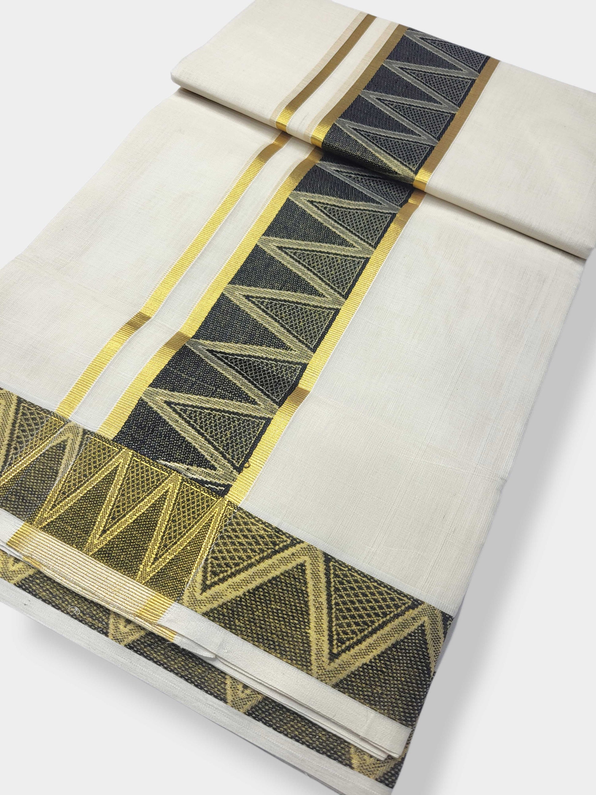 Original Balaramapuram Handloom Kasavu Mundu for Men