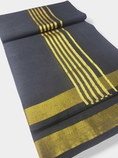 Original Balaramapuram Handloom Kasavu Mundu for Men