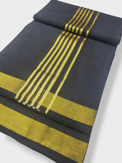 Original Balaramapuram Handloom Kasavu Mundu for Men