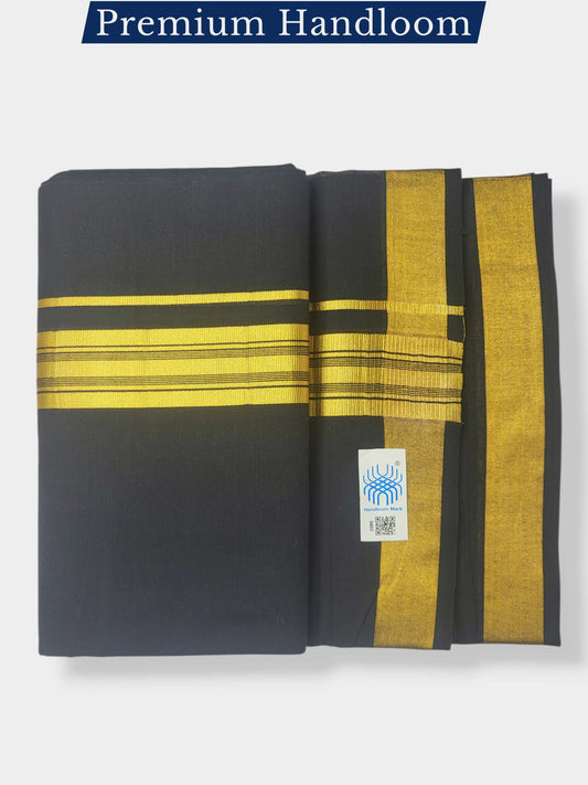 Original Balaramapuram Handloom Kasavu Mundu for Men