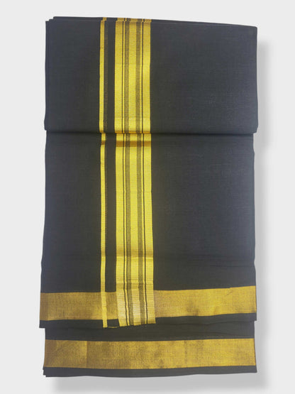 Original Balaramapuram Handloom Kasavu Mundu for Men