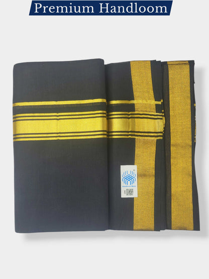 Original Balaramapuram Handloom Kasavu Mundu for Men