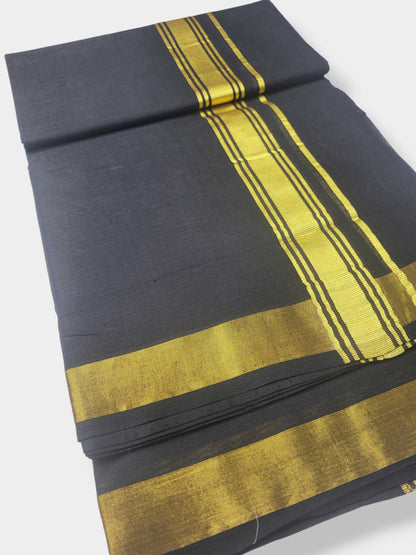 Original Balaramapuram Handloom Kasavu Mundu for Men