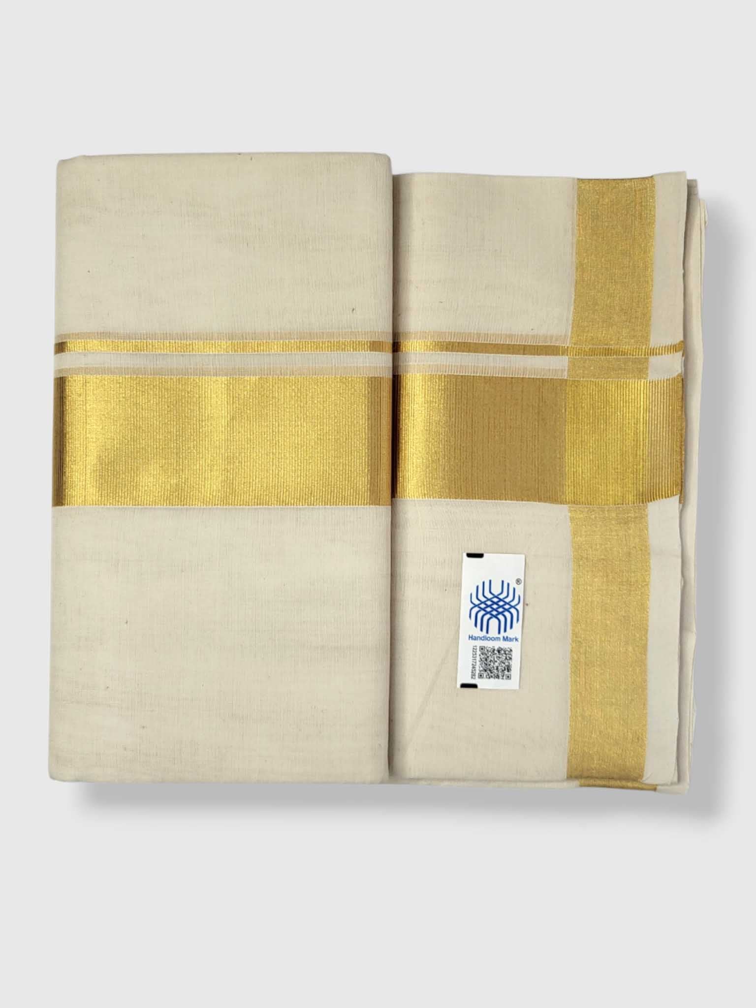 Original Balaramapuram Handloom Kasavu Mundu for Men