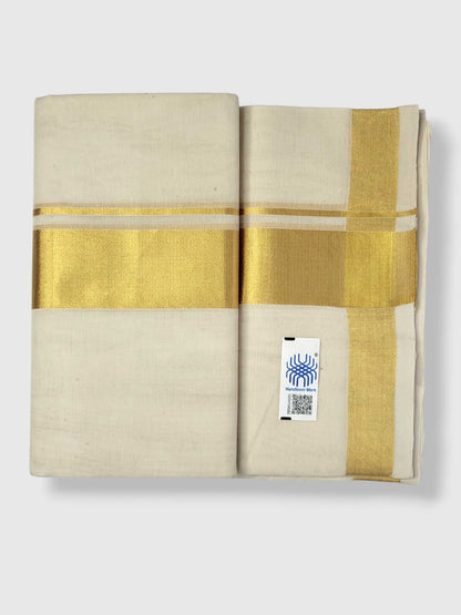 Original Balaramapuram Handloom Kasavu Mundu for Men