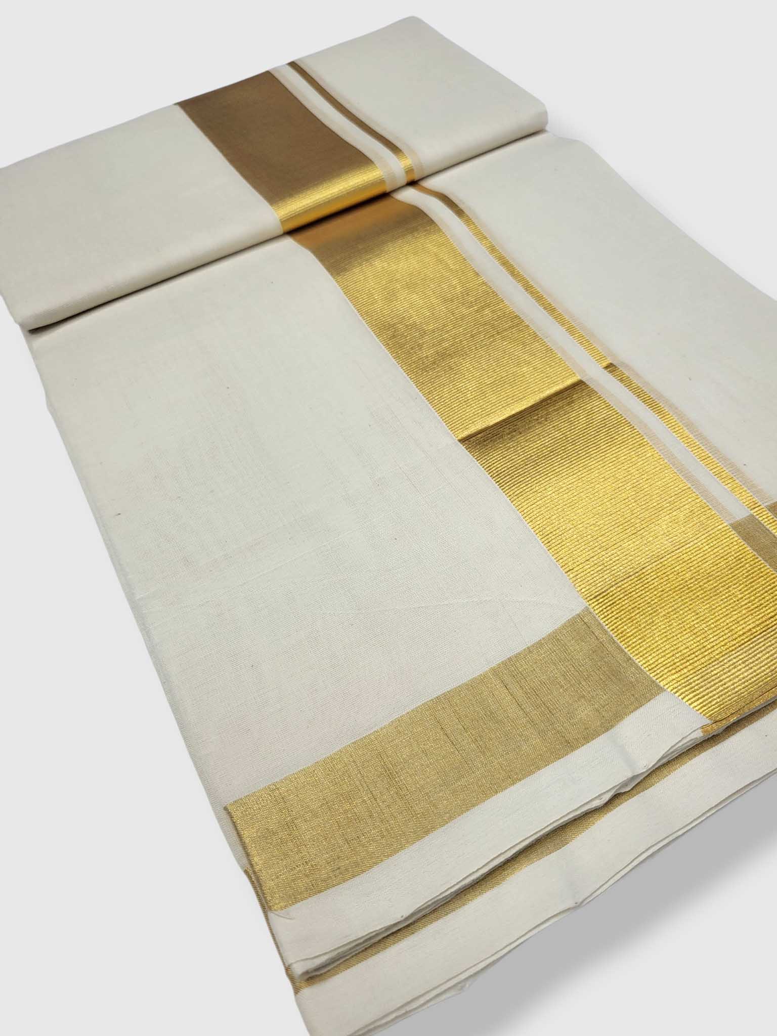 Original Balaramapuram Handloom Kasavu Mundu for Men