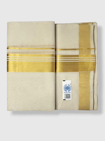 Original Balaramapuram Handloom Kasavu Mundu for Men