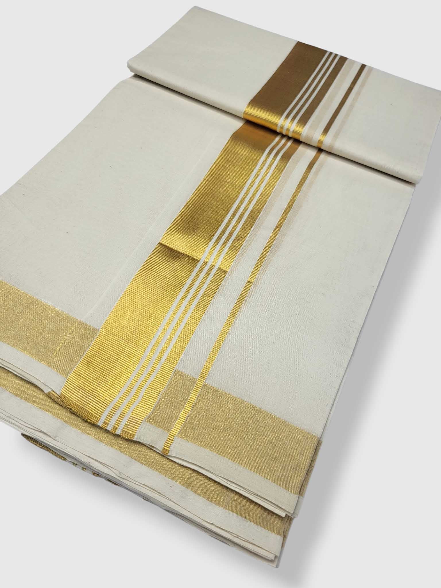 Original Balaramapuram Handloom Kasavu Mundu for Men