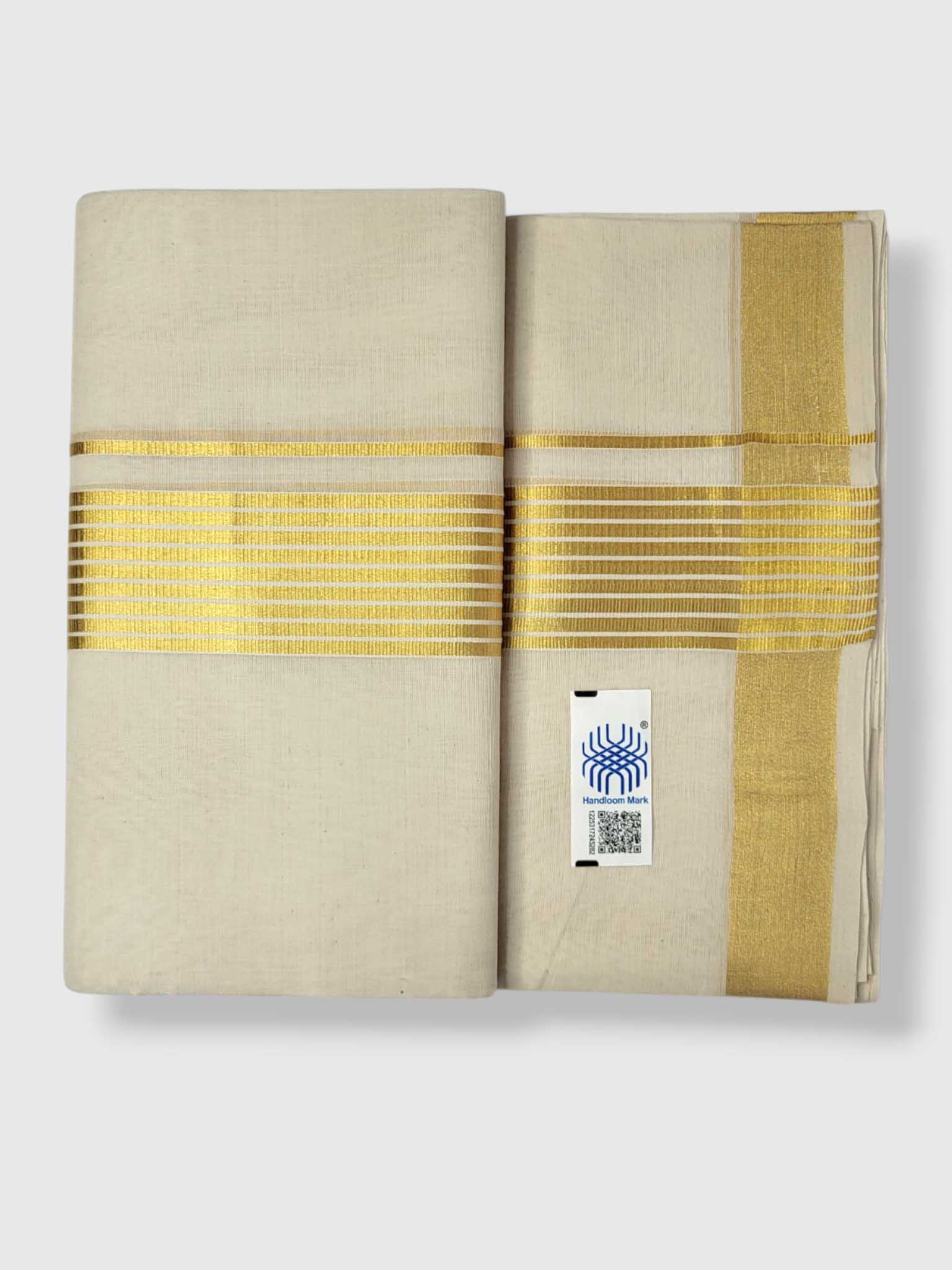 Original Balaramapuram Handloom Kasavu Mundu for Men