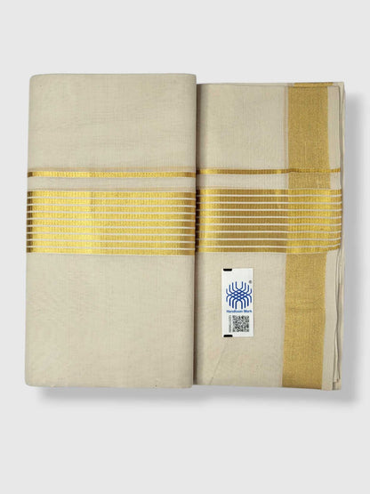 Original Balaramapuram Handloom Kasavu Mundu for Men
