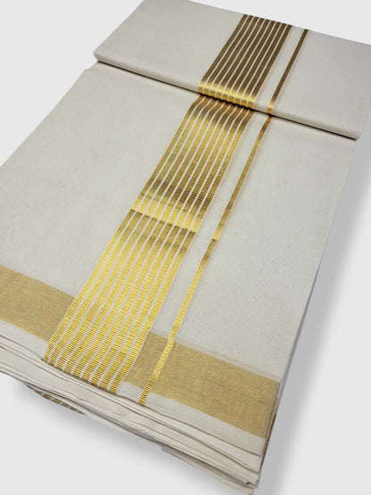 Original Balaramapuram Handloom Kasavu Mundu for Men