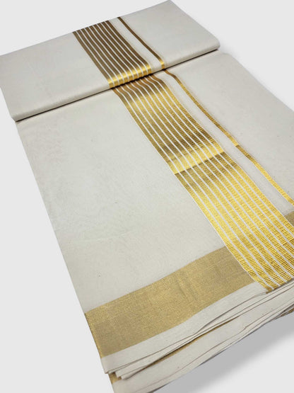 Original Balaramapuram Handloom Kasavu Mundu for Men
