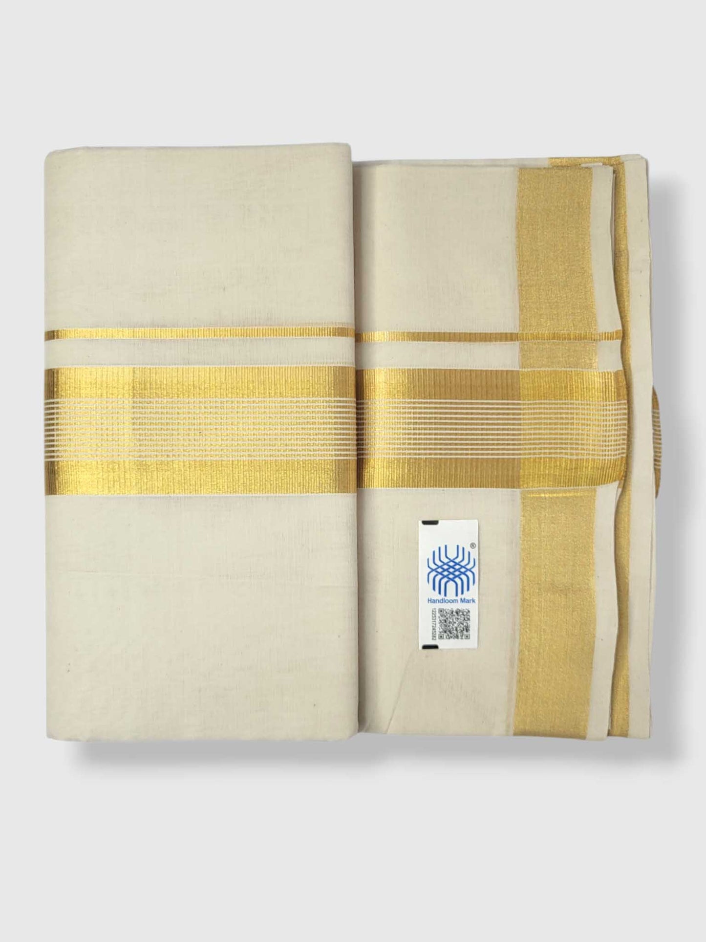 Original Balaramapuram Handloom Kasavu Mundu for Men
