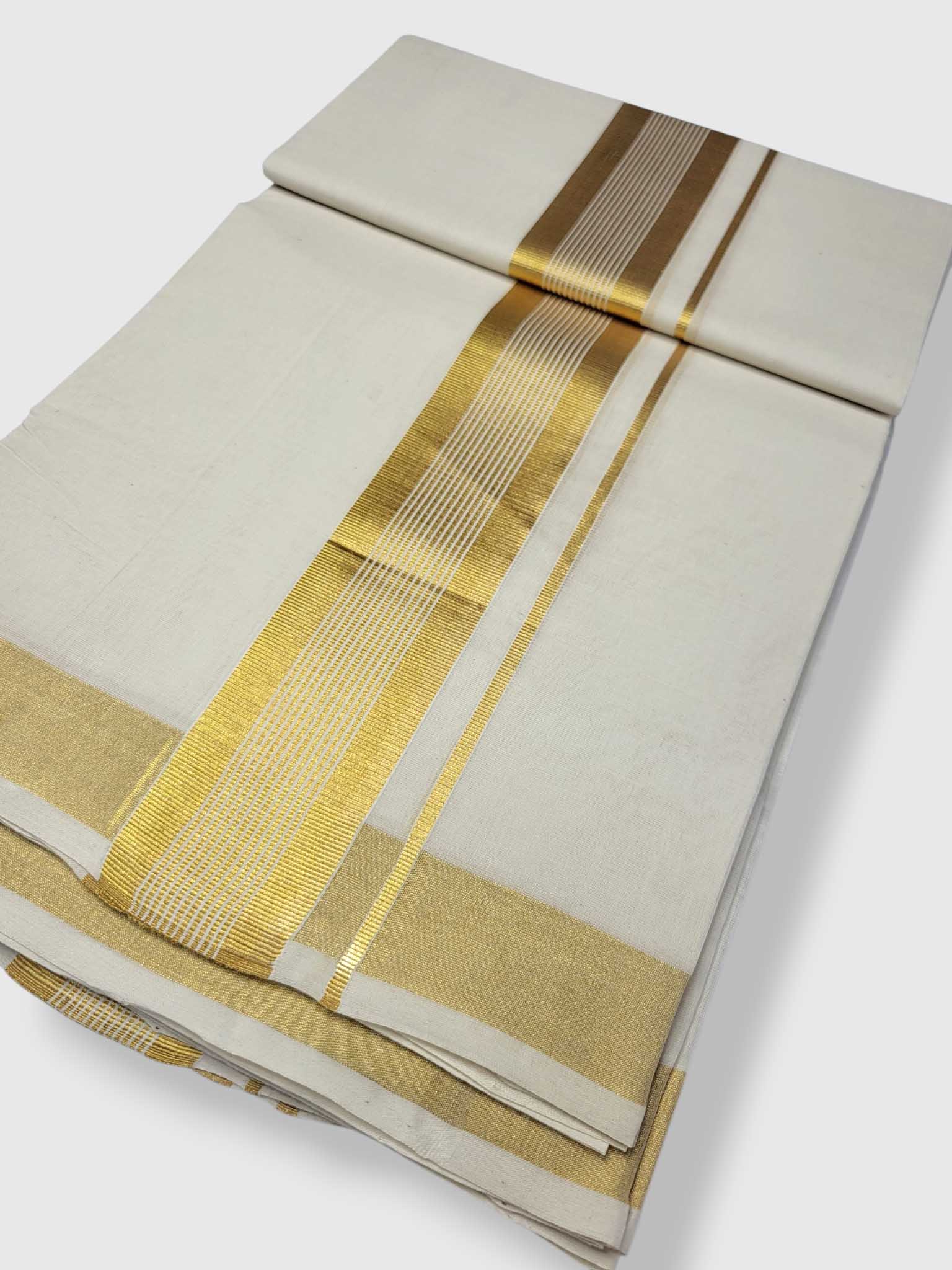 Original Balaramapuram Handloom Kasavu Mundu for Men